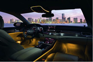 Ambient lighting in the Audi A8 Ambient lighting in the Audi A8